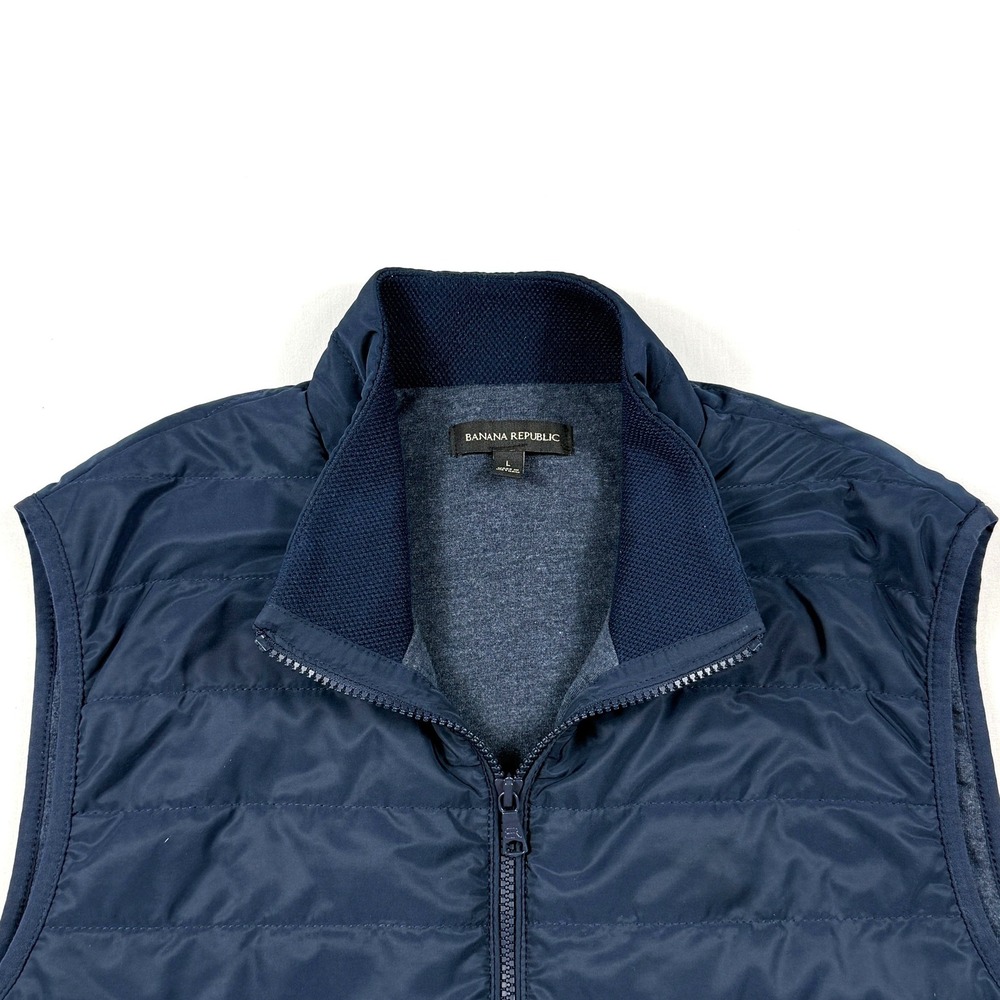 Banana Republic Puffer Vest Men Large Navy Quilted Full Zip Outdoor